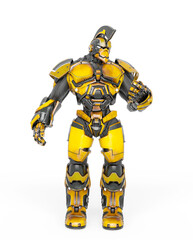 war ready robot is standing up in a contraposto pose
