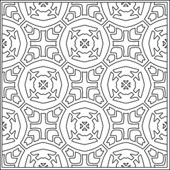 Vector pattern with symmetrical elements . Repeating geometric tiles from striped elements.Monochrome texture.Black and 
white pattern for wallpapers and backgrounds.line art.