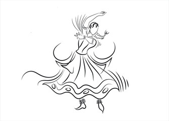 kathak dance vector illustration drawing