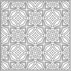 Fototapeta premium Vector pattern with symmetrical elements . Repeating geometric tiles from striped elements.Monochrome texture.Black and white pattern for wallpapers and backgrounds.line art.