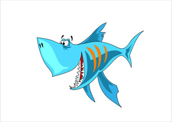 Shark fish cartoon vector illustration on white background