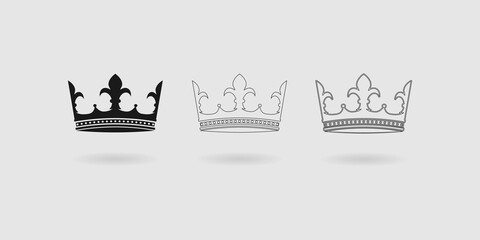Set of crown Royal symbol for logo and web site Vector illustration © Liubov
