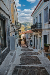 Fototapeta premium Poros island on colorful day in Aegean, Greece