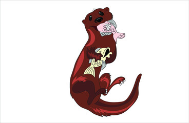 Sea lion  eating fish vector