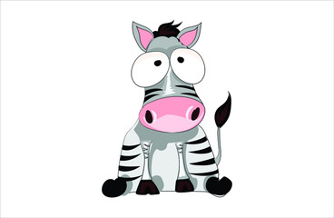 Zebra cute funny cartoon vector illustration