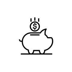 Piggy bank line icon isolated on white background