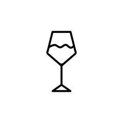 Wine glass line icon isolated on white background.