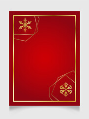 Golden shiny glowing blank Christmas frame