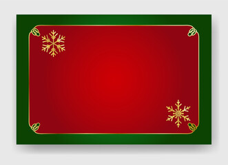 Golden shiny glowing blank Christmas frame