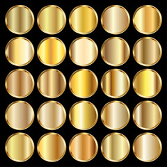 Gold texture gradient background vector set