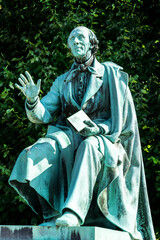 Statue of Hans Christian Andersen, danish fairy tales writer in a park in Copenhagen, Denmark