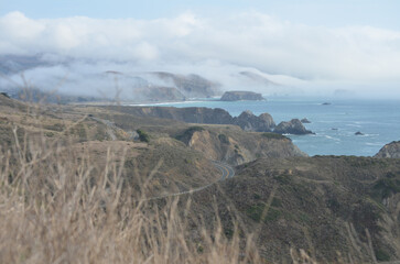 Coastal road with serpentines overlooking the sea