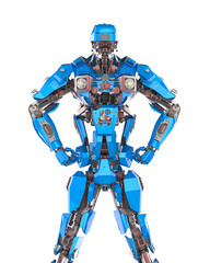 cyber mech is doing a power pose front view - obrazy, fototapety, plakaty