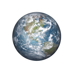 3D rendered Planet Earth from space in full daylight, with North and South American continents.