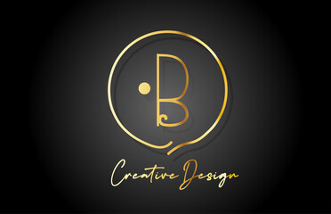 B gold yellow alphabet letter logo icon design with luxury vintage style. Golden creative template for company and business