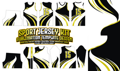 Golden Sport Jersey Printing template Design pattern Sublimation Soccer Football Badminton Basketball Volleyball Futsal