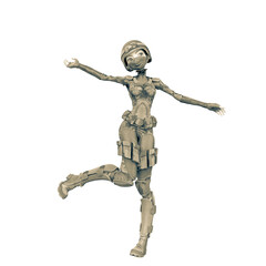 soldier girl cartoon girl is dancing