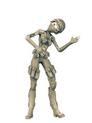 soldier girl cartoon girl is doing a robot dancing