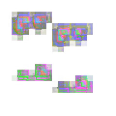 Isolated transparent abstract glitch art shape element.