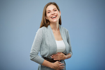 Smiling woman isolated portrait - 527449794