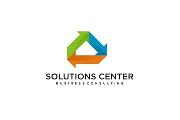 Triangle arrow repeat recycle logo design icon symbol team work illustration 