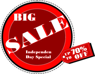 logo, 2-dimensional icon with the words big sale up to 90 percent, big sale logo special for independence day with discounts up to 90 percent