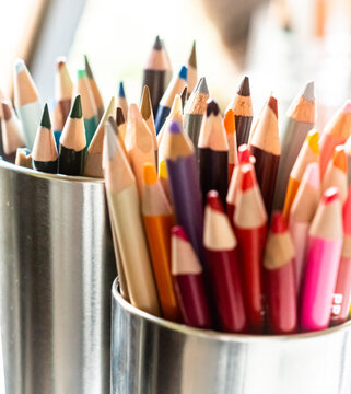 colored pencils macro