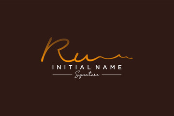 Initial RU signature logo template vector. Hand drawn Calligraphy lettering Vector illustration.