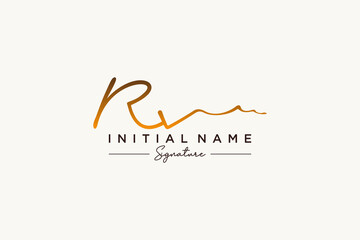 Initial RV signature logo template vector. Hand drawn Calligraphy lettering Vector illustration.