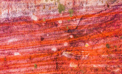 Red White Green Rock Abstract Near Royal Tombs Petra Jordan