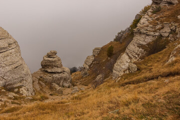 The road among the rocks at the top of the Demerdzhi mountain range