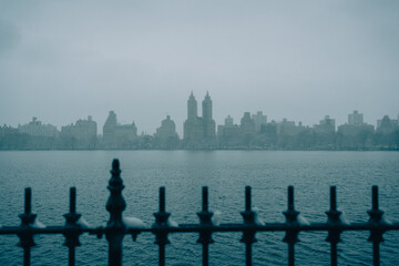 The Jacqueline Kennedy Onassis Reservoir on a winter day at Central Park, Manhattan, New York