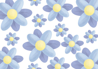 Patrones de flores de pétalos azules con fondo transparente