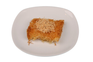 Turkish Dessert Custard Pudding Muhallebi Kadayif With Walnut and Hazelnut