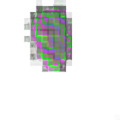 Isolated transparent abstract glitch art shape element.