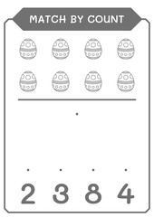 Match by count of Easter egg, game for children. Vector illustration, printable worksheet