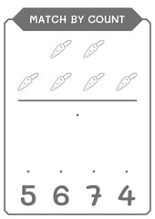 Match by count of Carrot, game for children. Vector illustration, printable worksheet