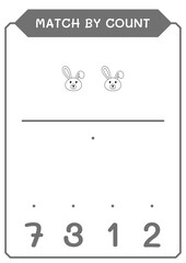 Match by count of Rabbit, game for children. Vector illustration, printable worksheet