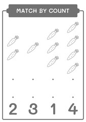 Match by count of Carrot, game for children. Vector illustration, printable worksheet
