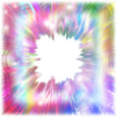 Isolated transparent abstract psychedelic burst border element.