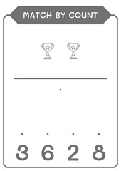 Match by count of Trophy, game for children. Vector illustration, printable worksheet