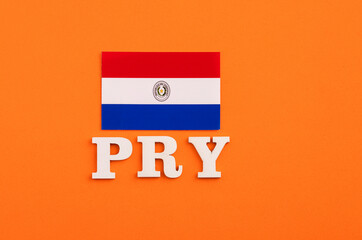 PRY acronym of the country Paraguay with its flag