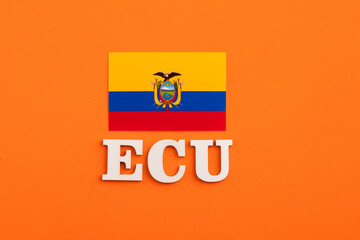 ECU acronym of the country Ecuador with its flag