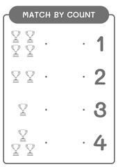 Match by count of Trophy, game for children. Vector illustration, printable worksheet