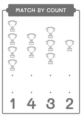 Match by count of Trophy, game for children. Vector illustration, printable worksheet