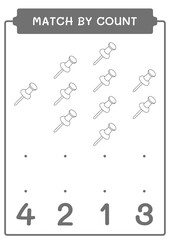 Match by count of Push pin, game for children. Vector illustration, printable worksheet