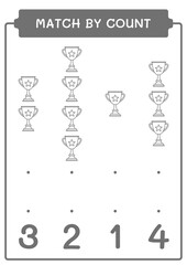 Match by count of Trophy, game for children. Vector illustration, printable worksheet