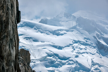 The end of summer in Chamonix leaves the Montblanc snow dangerous due to possible landslides in the glaciers.