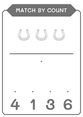 Match by count of Horseshoe, game for children. Vector illustration, printable worksheet