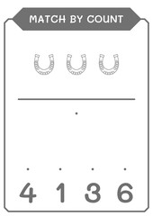 Match by count of Horseshoe, game for children. Vector illustration, printable worksheet